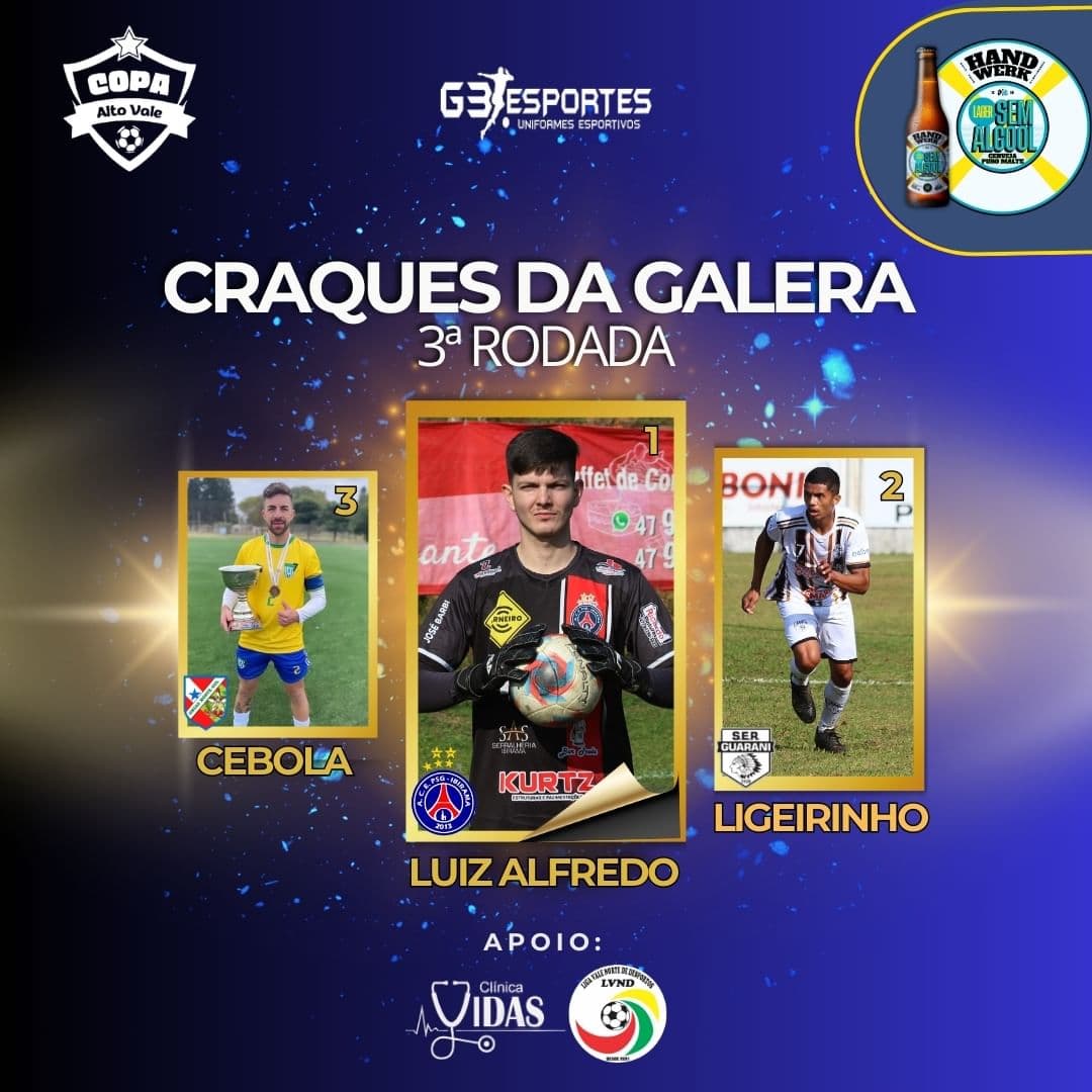 Craque da Galera: Luiz Alfredo Brilha na 3ª Rodada da Copa Alto Vale Craque da Galera: Luiz Alfredo Brilha na 3ª Rodada da Copa Alto Vale